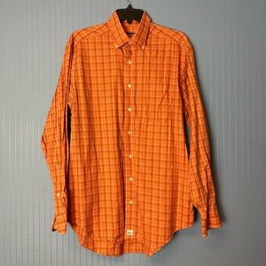 Vineyard Vines Mens Murray Button Down Orange Blue Gray White Plaid Size Medium
